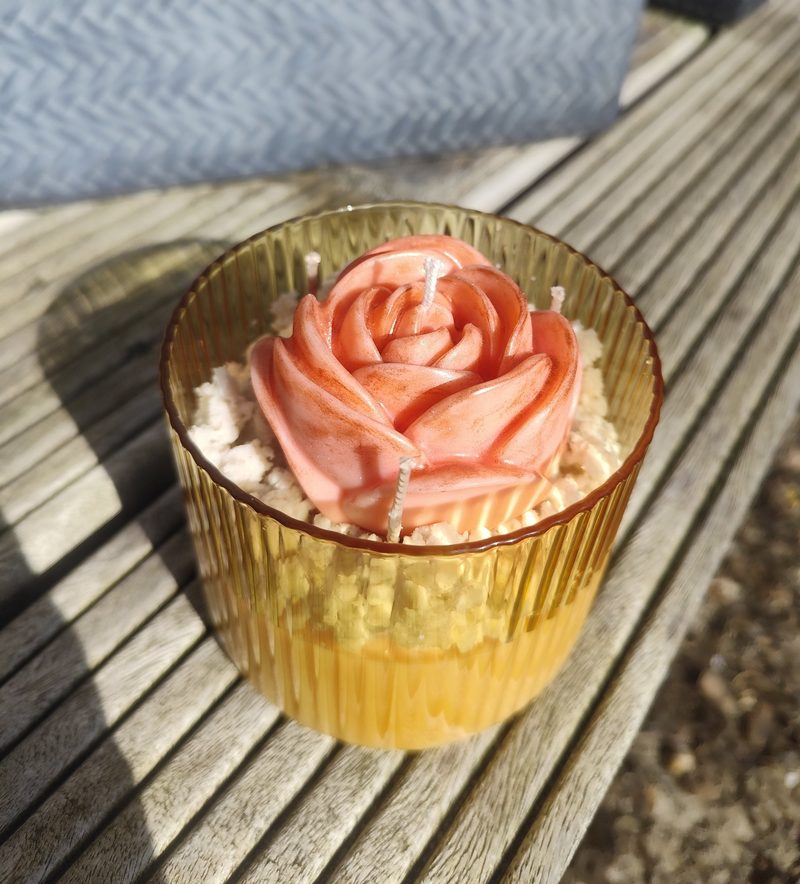 Handgemaakte roos kaars in glas - Spark Dream Light